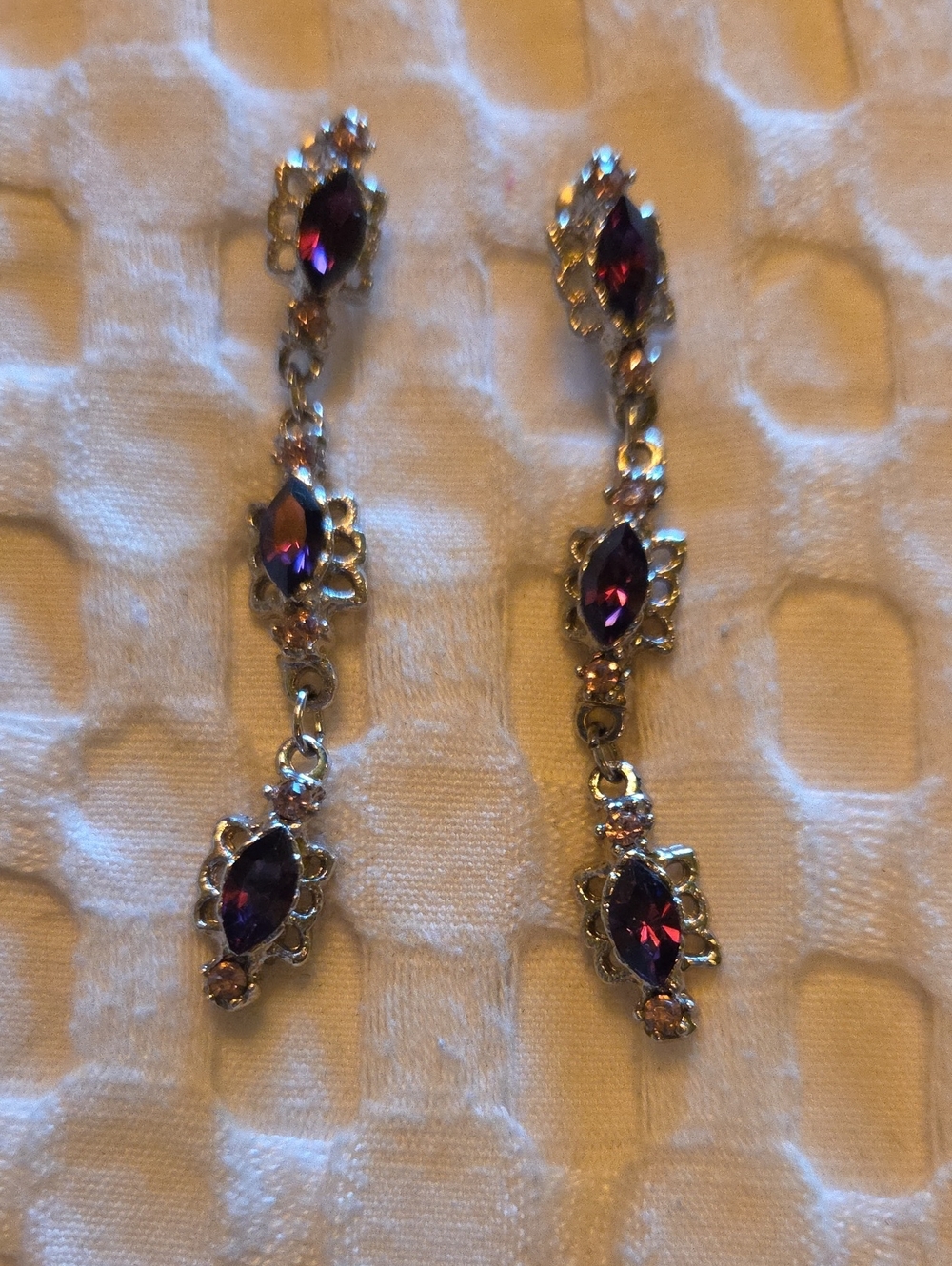 Purple Crystal Drop Dangle Earrings - Women Jewelry